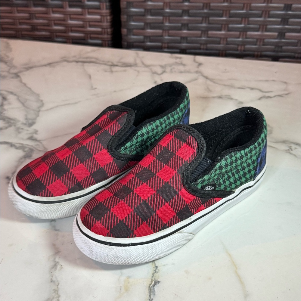 Vans Kids Plaid Slip-On Sneakers